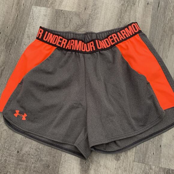 Under Armour Shorts Womens Small Neon Loose Heatgear Spell Out Pockets Running - Picture 4 of 6